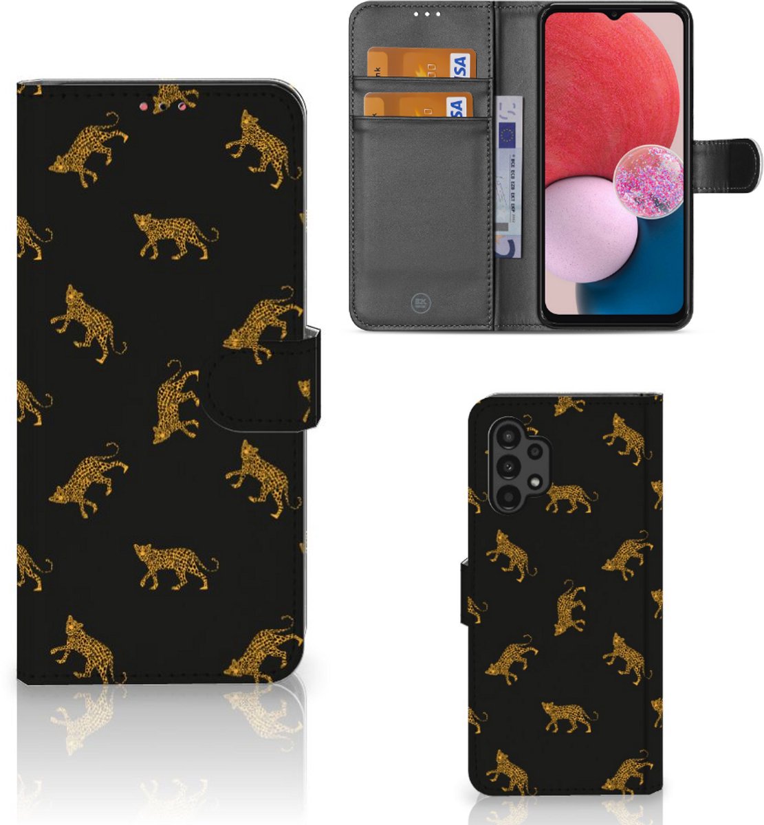 Telefoonhoesje met Pasjes voor Samsung Galaxy A13 (4G) Leopards