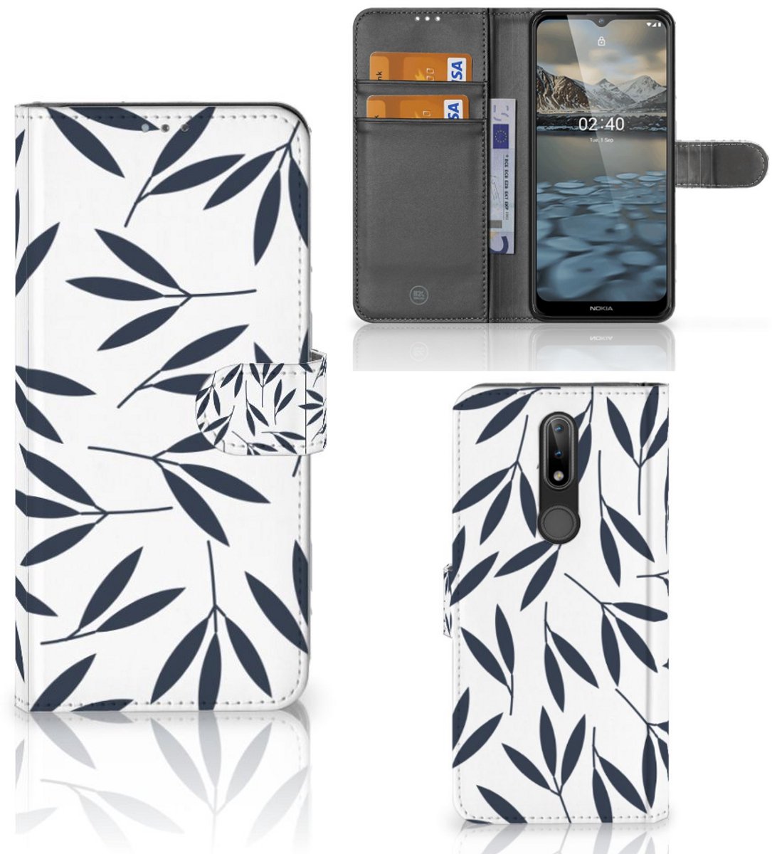 Nokia 2.4 Hoesje Leaves Blue