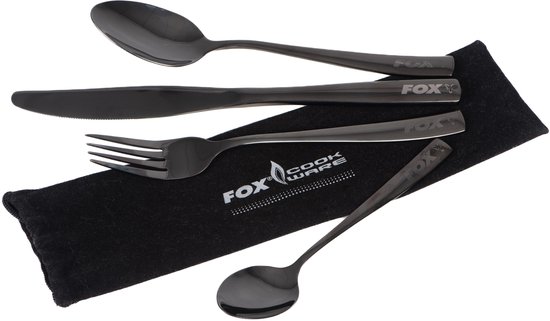 Fox Cookware Black Stainless Cutlery Set (4pcs) - Camping Kookgerei — afbeelding 2