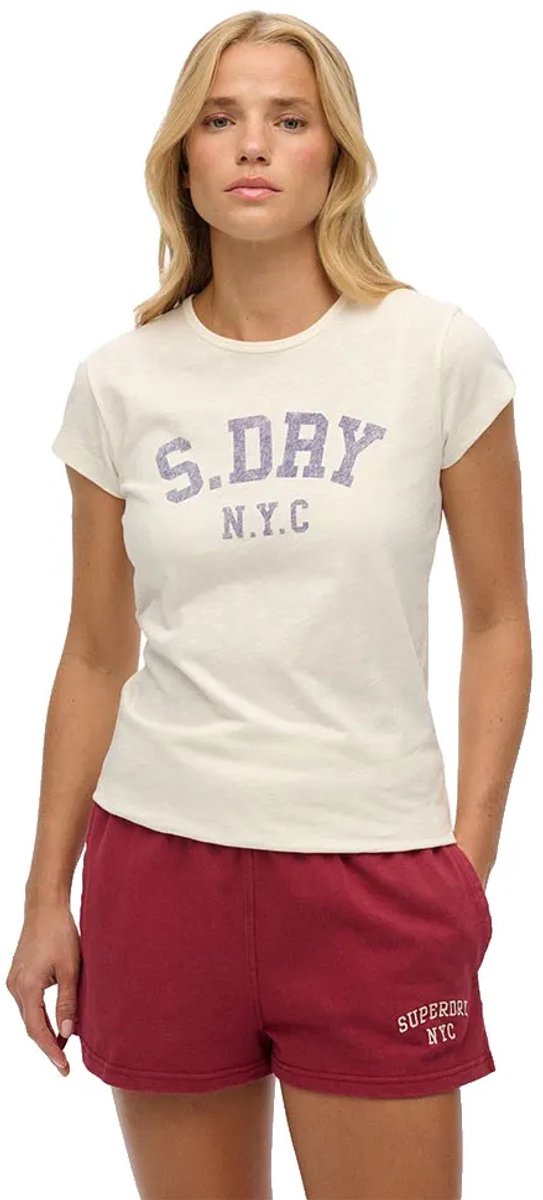 Superdry Athletic Essential Slub T-shirt Dames T-shirts Creme