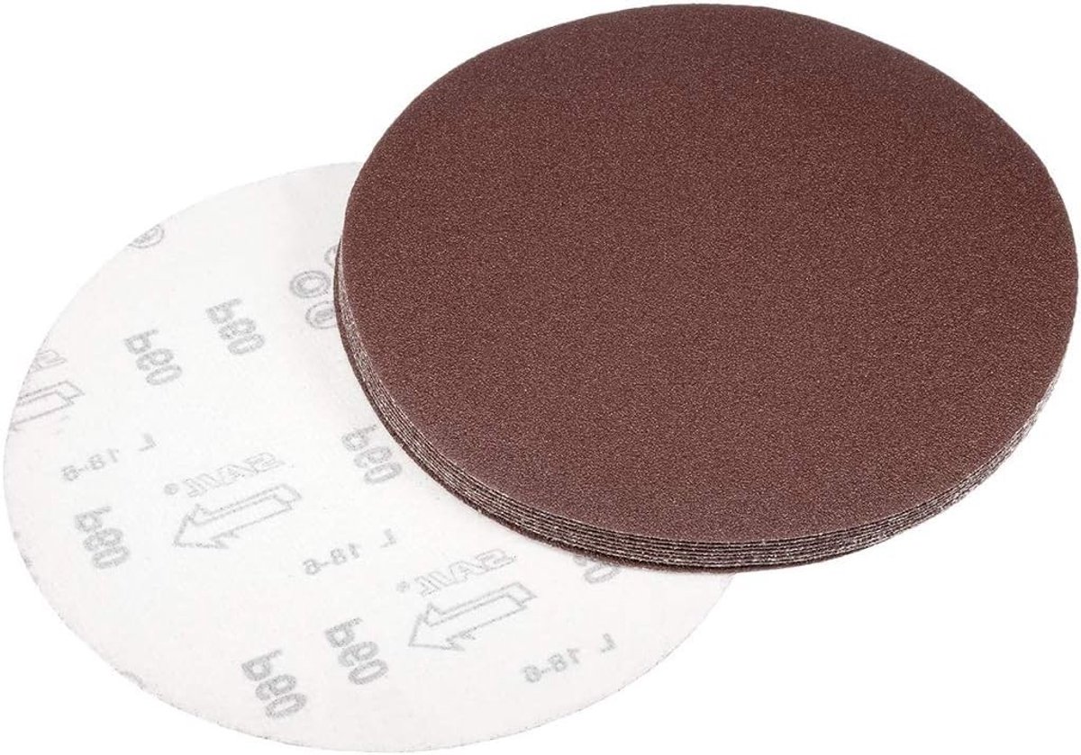 Dailygoods- Schuurschijven 60 Grit - 10 Stuks - Ronde PSA Schuurschijven - Aluminiumoxide Schuurpapier - Antistatisch - Duurzaam en Slijtvast