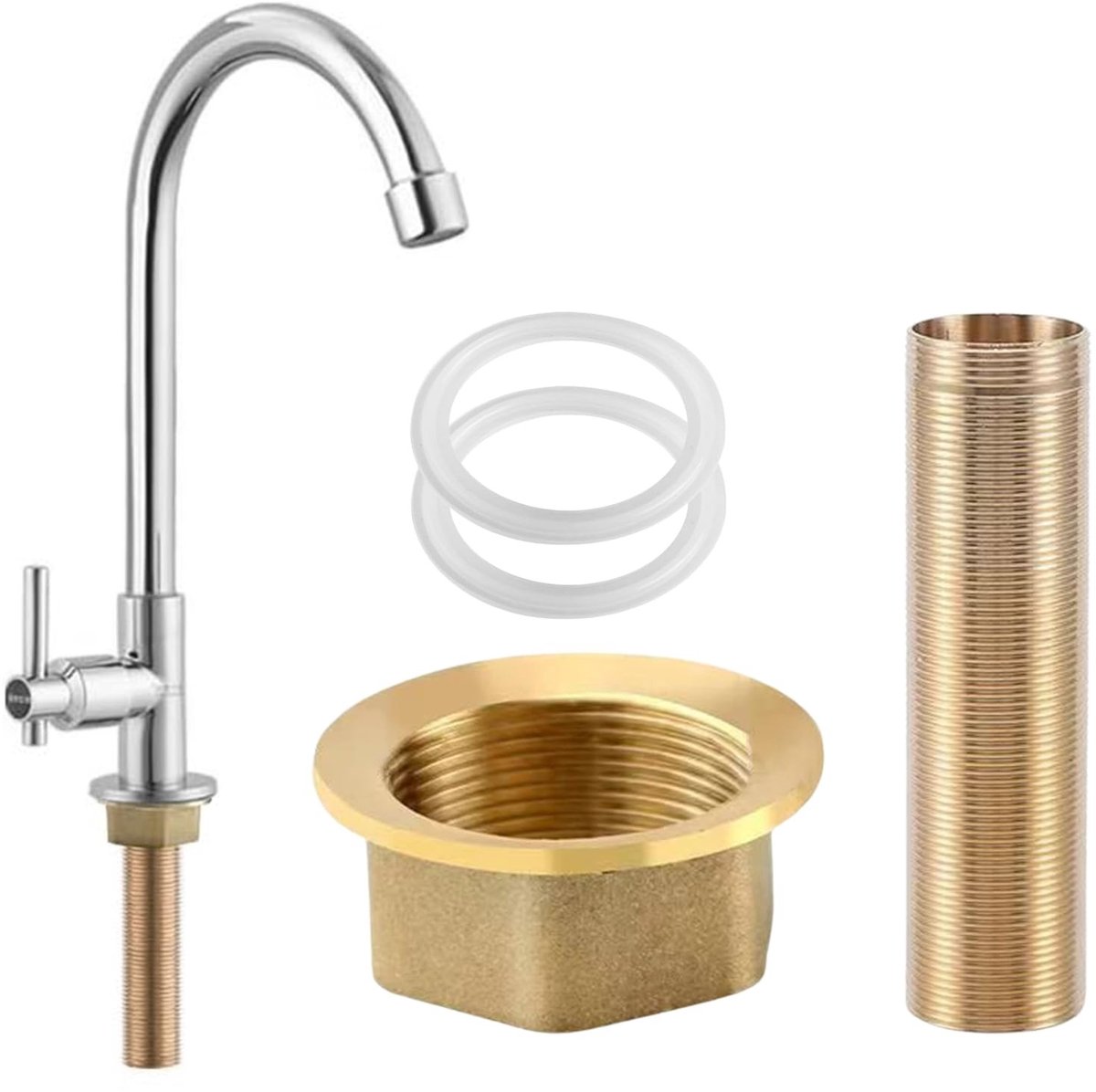 Dailygoods- Kraan Verlengingsset - 150 × 31,5 mm - Schroefdraadpijp - Messing - Koudwaterkraan - Eenvoudige Installatie - Duurzaam Materiaal - Kraanverlenging