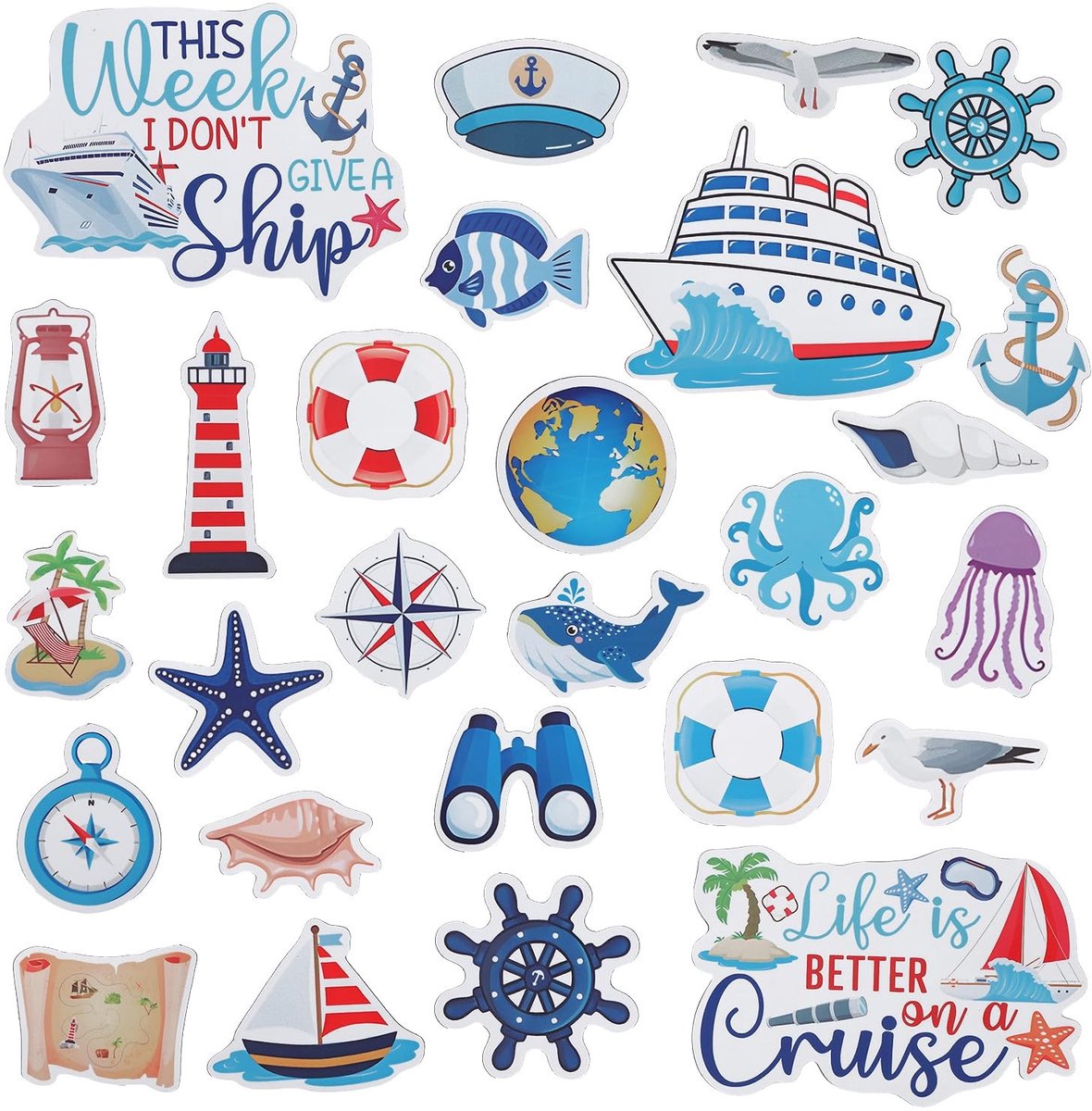 Dailygoods- Deurmagneet 27 Stuks - Magnetische Decoratiemagneten - Grappige Cruise Magneten - PVC Zachte Magneet - Voor Deuren en Koelkasten - Diverse Stijlen