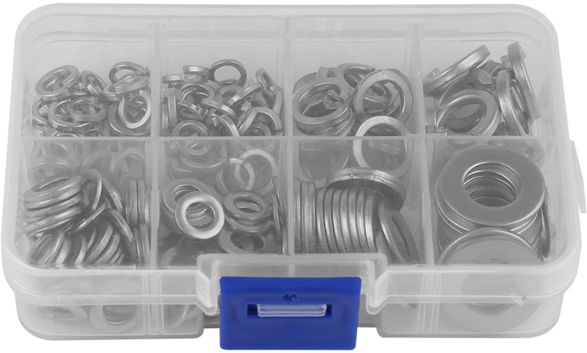 Dailygoods- Ring Assortiment Set 200 Stuks - RVS Platte Ring - Split Lock Washer - M5/M6/M8/M10 - Professionele Kwaliteit - Industrieel Gebruik - Sluitring