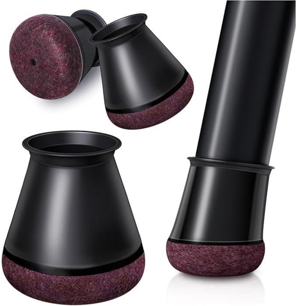 GELLDG 24 Stuks Beschermkappen voor Meubels - Stoelpotenbeschermer Anti-Slip Geluidsdempend Verstevigd - 2,8x3cm Zwart - Geschikt voor Stoelen en Krukken met Pootdiameter 14-20mm - Kunststof Set