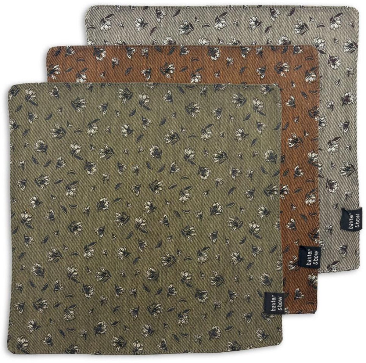 Baxter & Bow - Pochet Set Heren - 3 Stuks - Classic Bloom