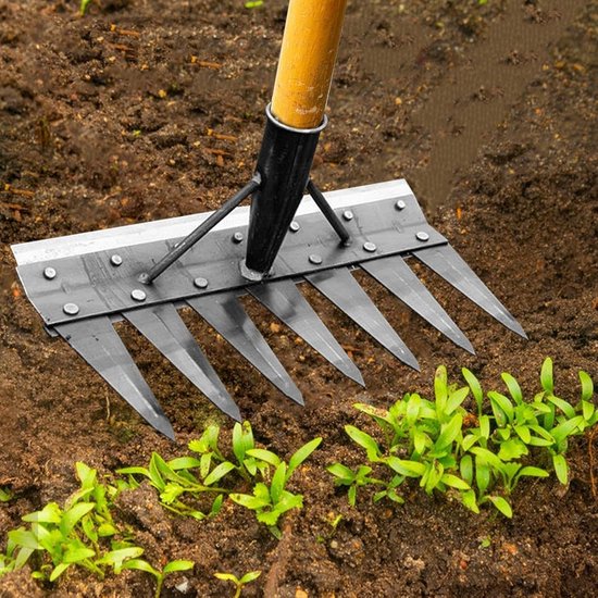Tuinhark Multifunctioneel - Onkruid hark - Tuinonderhoud - Ergonomisch Ontwerp - 7 Tanden - Metaal — afbeelding 4