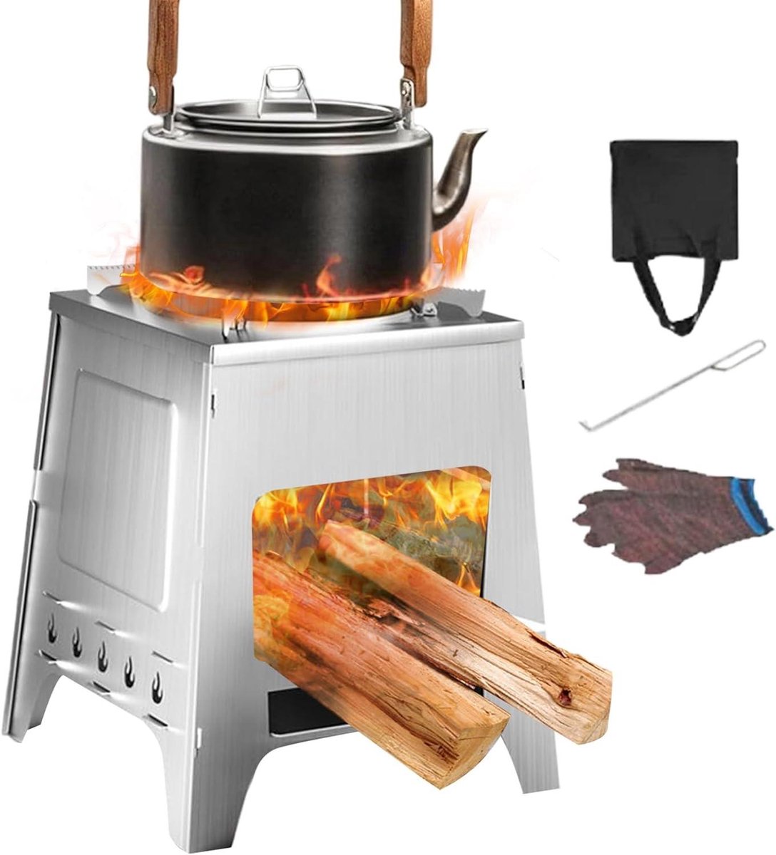 Outdoor Kooktoestel - Afneembare Brander - Kamperen en Wandelen - Dubbele Functionaliteit - 32 x 25.5 x 8 cm - Zwart