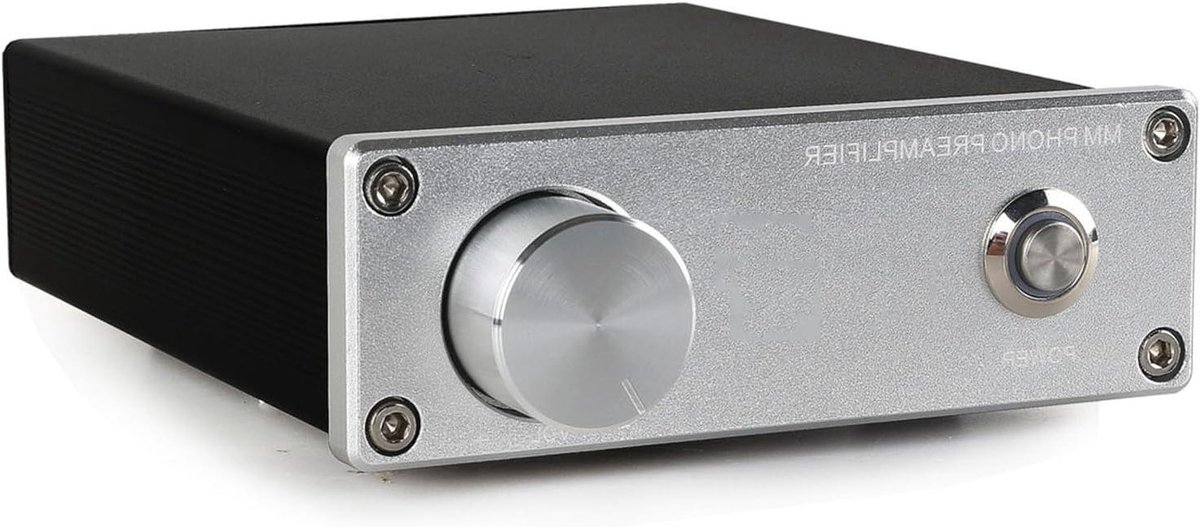 Phono Voorversterker - Hi-Fi Signaal - Platen Luisteren - Instelbaar Volume - Mini Formaat - Mat Zwart