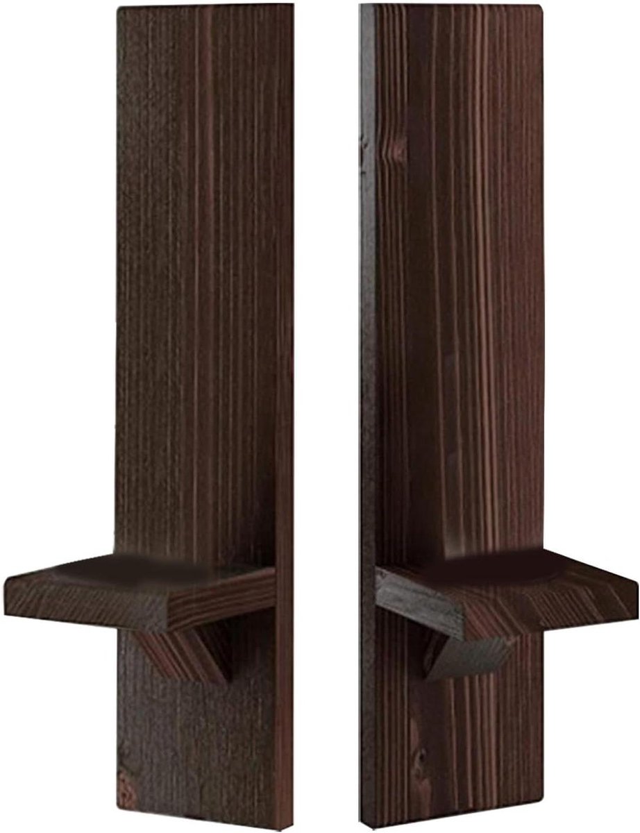 Houten Kandelaars - Wanddecoratie Rustiek - Sfeerverlichting Creëren - Handgemaakte Kwaliteit - 43 x 22 x 12 cm - Donkerbruin