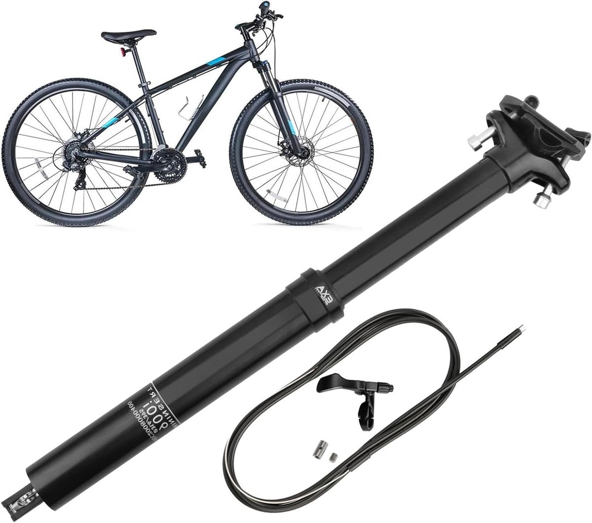 Verstelbare Zadelpen - Fiets Zadelpen - Comfortabel Fietsen - Veersysteem Aluminium - 309 / 316 mm - Grijs