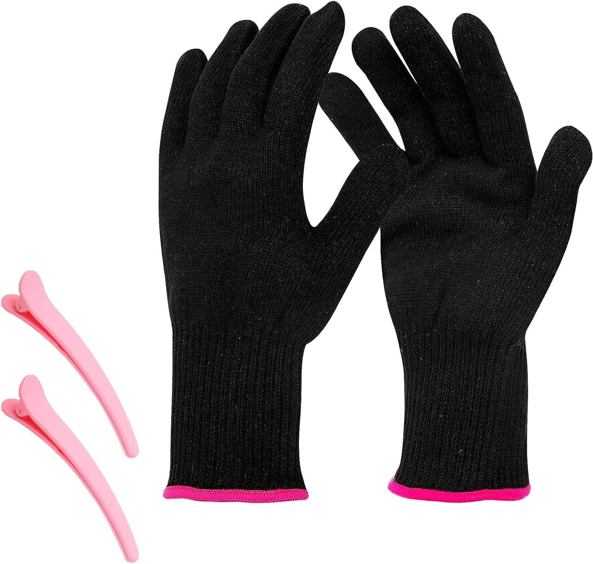 Hittebestendige Handschoenen - 2 Stuks Thermo-Handschuhe voor Haarstyling en Kapperswerk met 2 Roze Haarspelden
