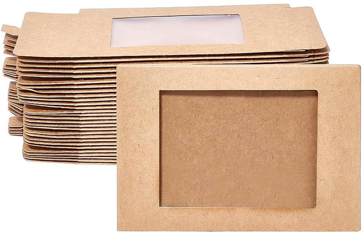 NTH products- Geschenkdozen 30 stuks - Bruine Kraftpapier - Rechthoekig met Kijkvenster - Opvouwbaar - Voor Bakkerijverpakkingen - 12,5 x 8,5 x 1,5 cm - Verpakkingen