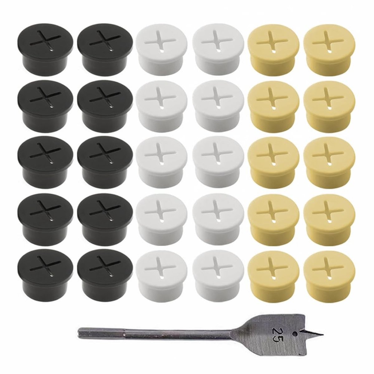 Cosensi- Kabeldoorvoer 25 mm - Flexibele Siliconen - Rubber Sluitingen - Gatafdekking - Inclusief Boor - 30 Stuks - Kabelmanagement