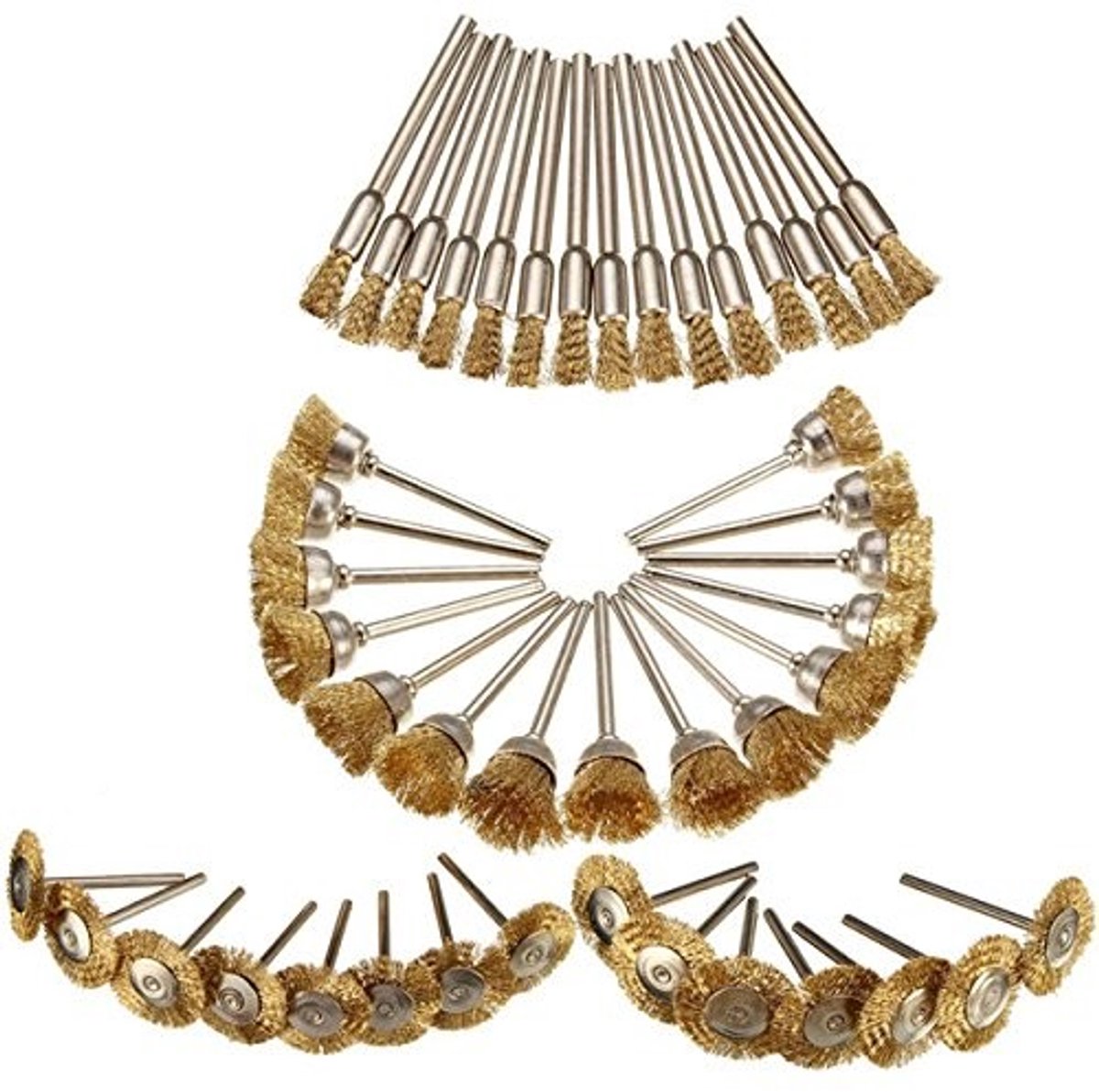 Dailygoods- Wielborstels 45-delige set - Roestvrij staal - Diameter 25/10/5 mm - Duurzaam - Polijstaccessoires - Voor draaiend gereedschap - Borstelset