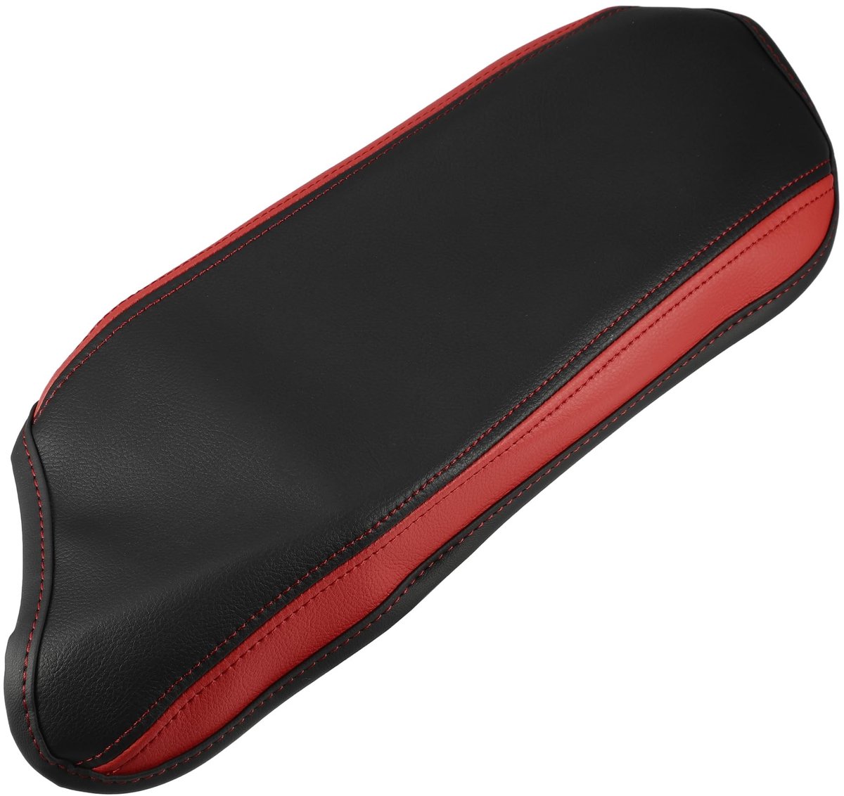 Dailygoods- Armsteunhoes Kunstleder - Armsteun Kussen - Interieur Beschermhoes - Toyota CHR 2018-2023 - Zwart/Rood - 43.5x13.4cm