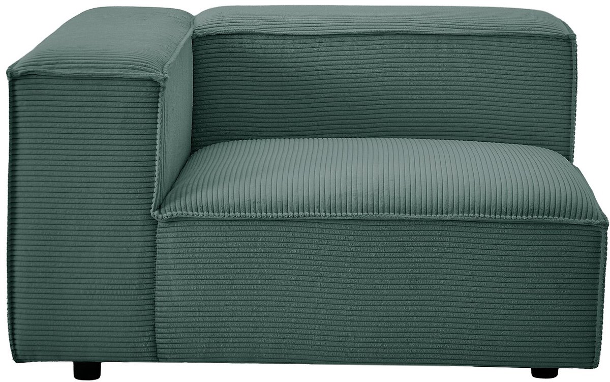 Vente-unique Hoekfauteuil links in groen ribfluweel RUZOLO