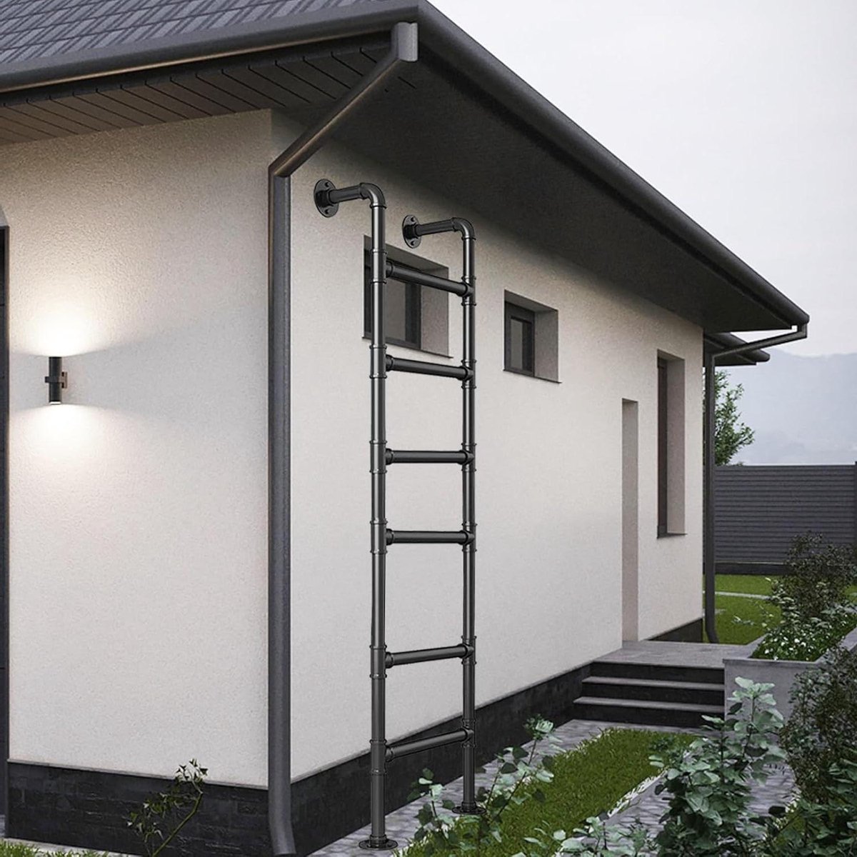 Kelderuitgang ladder - Noodtrap Zolder - Veilige Toegang - Aanpasbare Hoogte - 100-300 cm - Zwart