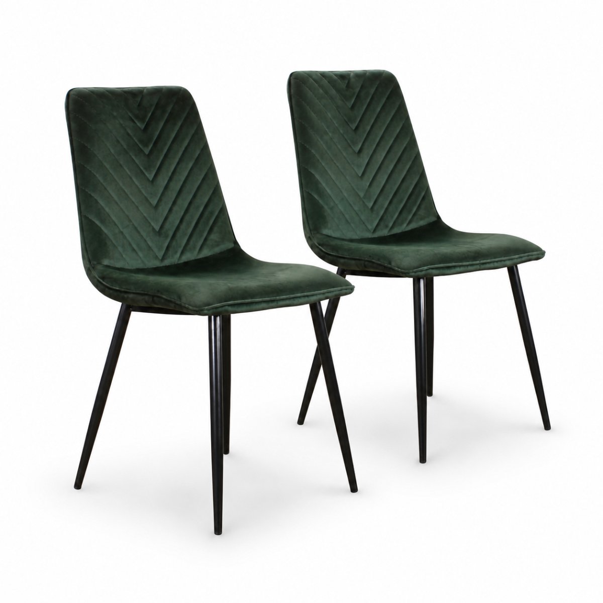 DS4U® - Gaby eetkamerstoel - Set van 2 - Groen - Velvet