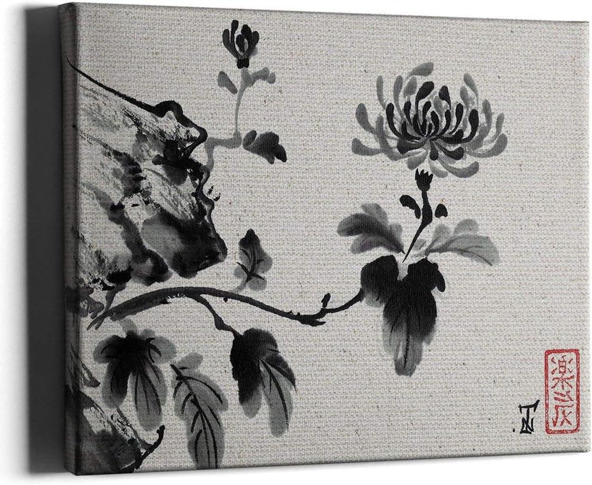 Chrysant Op Doek Art - Bloemen Muurdecoratie - Woonkamer Aankleden - Giclee Print - 40x30 