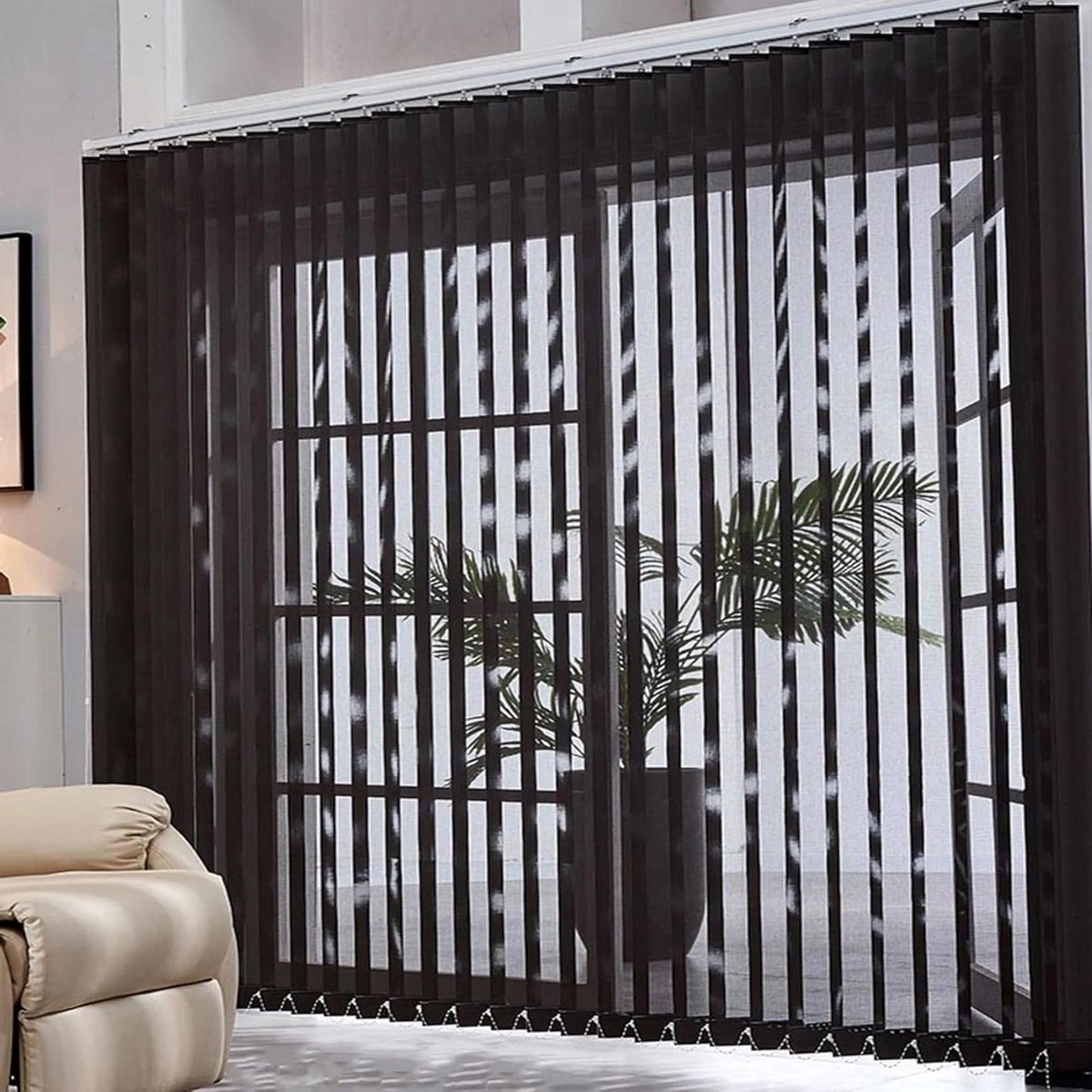 Verticale jaloezieën - Lamas voor ramen - Raamdecoratie aanpassen - Complete installatiekit - 95cm x 115cm - Zwart