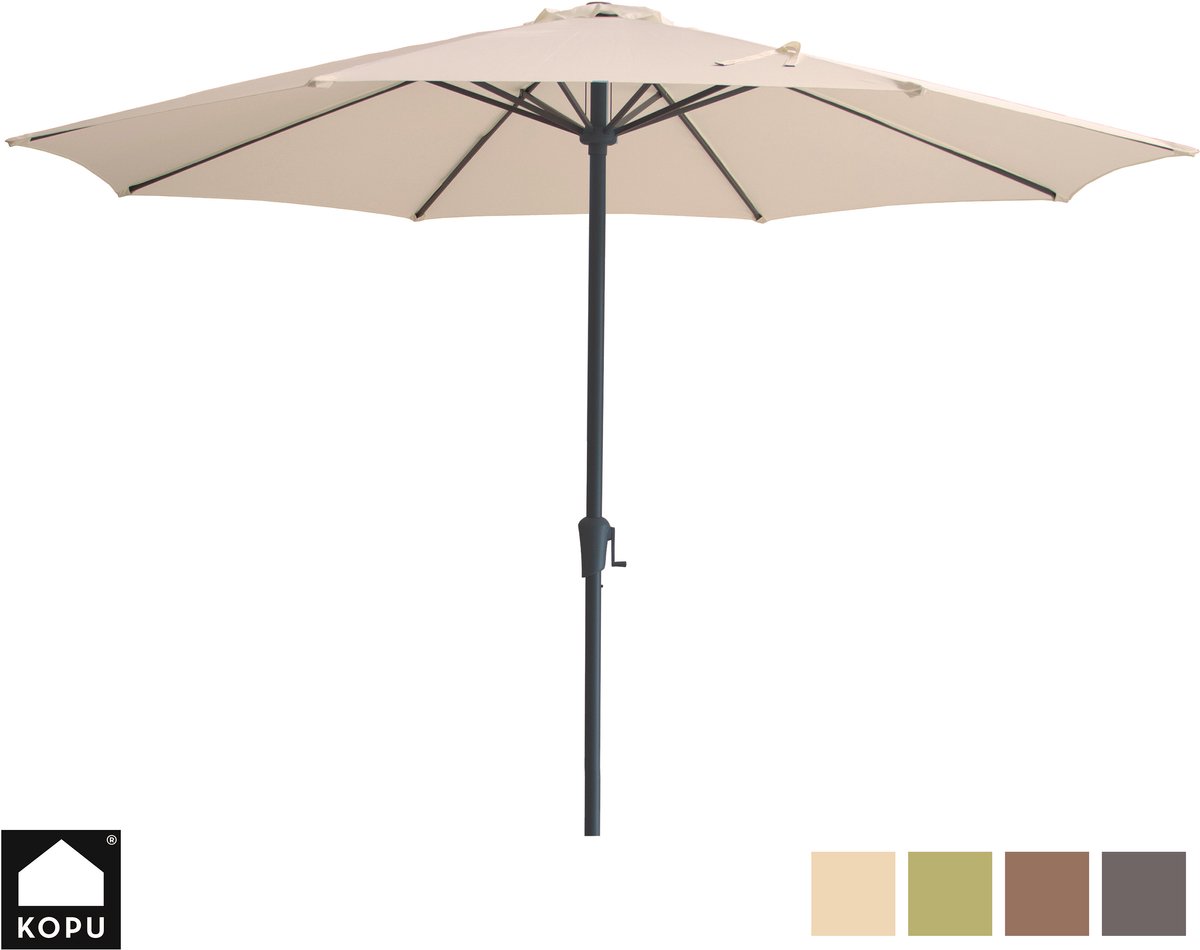 Bol.com Kopu® Madrid 350 cm Grote Parasol Rond met Beschermhoes - Creme aanbieding