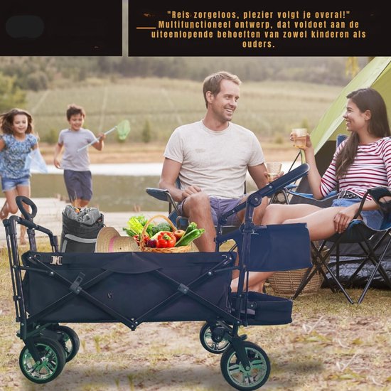 QUOVO® Bolderkar Opvouwbaar Luchtbanden - Bolderkar - Bolderkar Opvouwbaar - Zwart - 125cm x 55cm x 105cm van Quovo — afbeelding 3