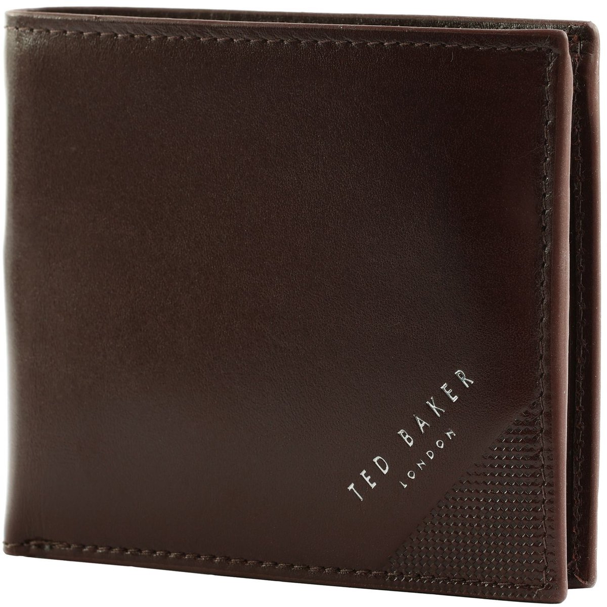 Ted Baker Leren portemonnee Prugs Embossed Corner Leather Bifold Coin Wallet Brown bruine