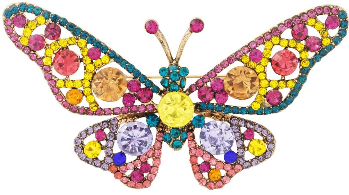 Butterfly broche - multi - Veelkleurig