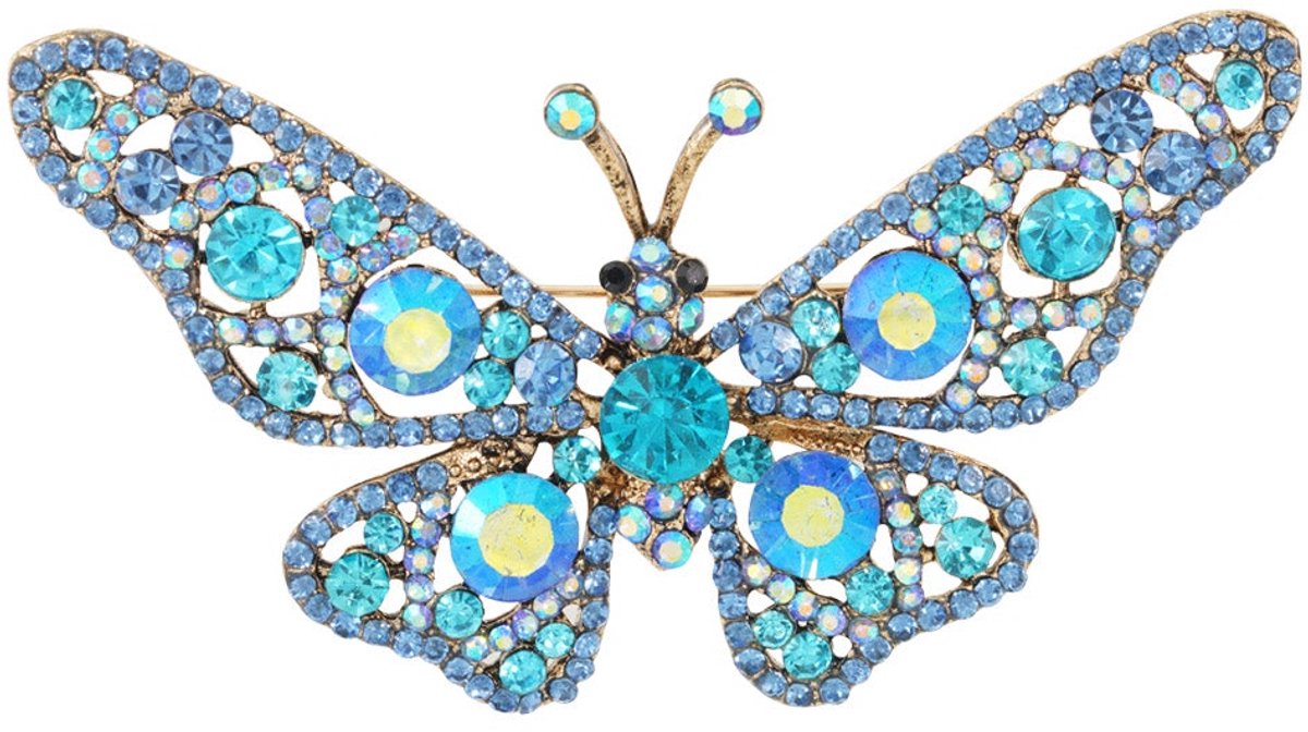 Butterfly broche - multi - Blauw
