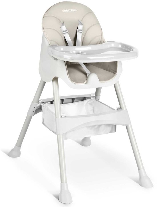 Ricokids Milo Serie - Kinderstoel met Tafel - Grijs - Inclusief Slabbetje van Ricokids — afbeelding 2