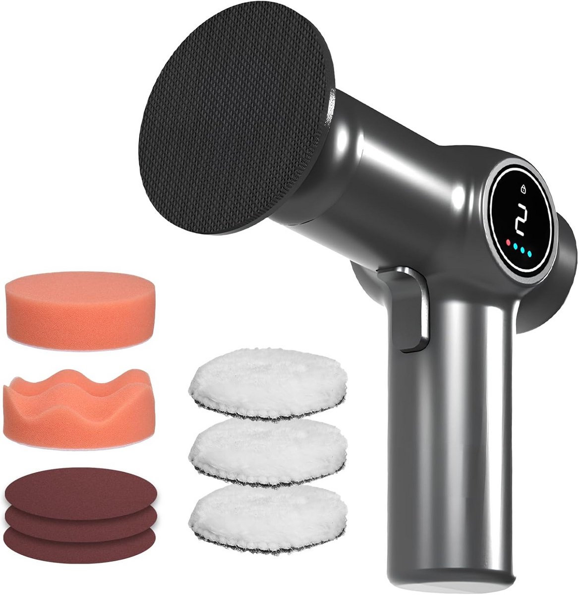 Accu Polijstmachine - Boormachine Set - Auto Poetsen - LCD Display - 70 mm Schijf - Zwart