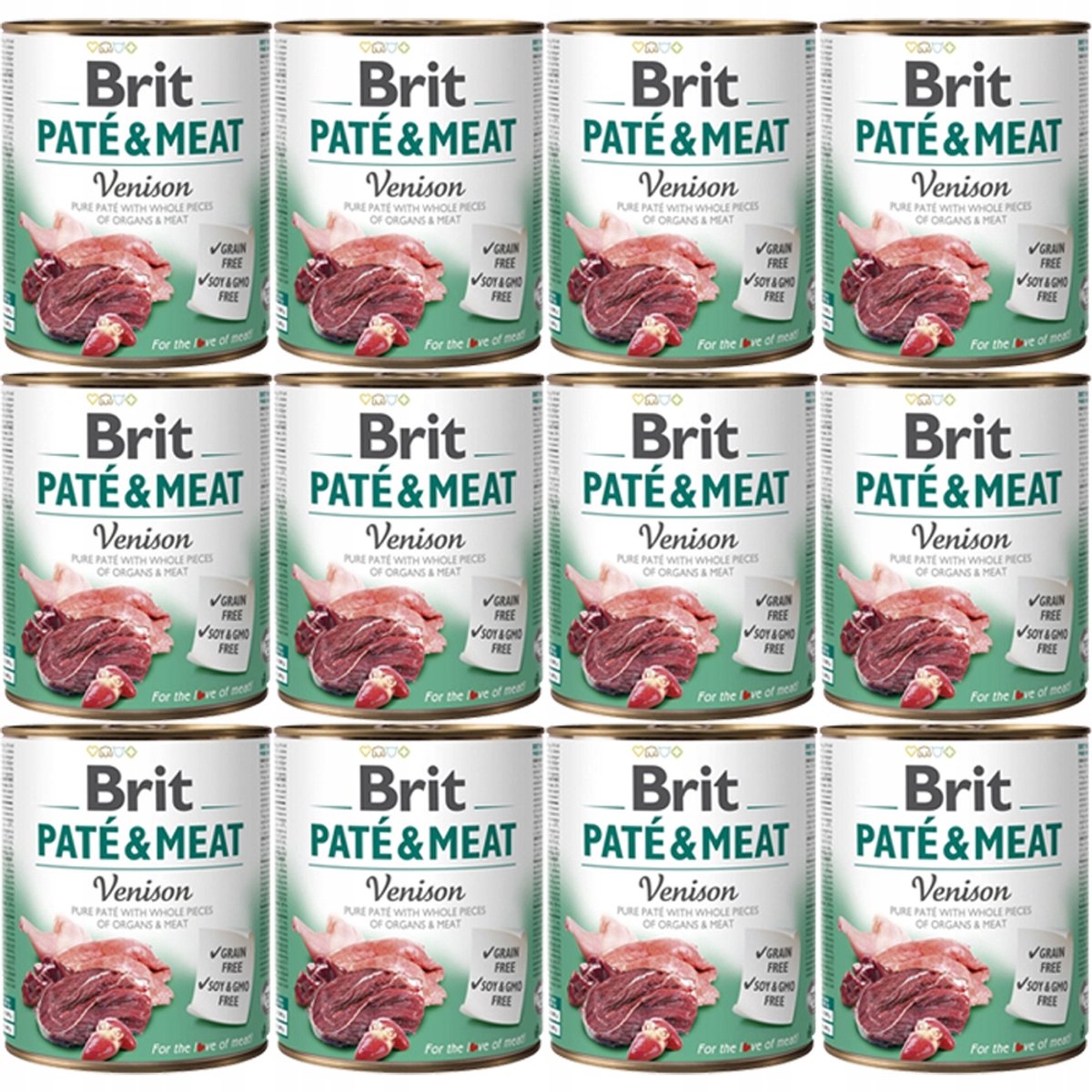 Brit Brit Paté & Meat - Hondenvoer - Hertenvlees - 12x800g - Graanvrij