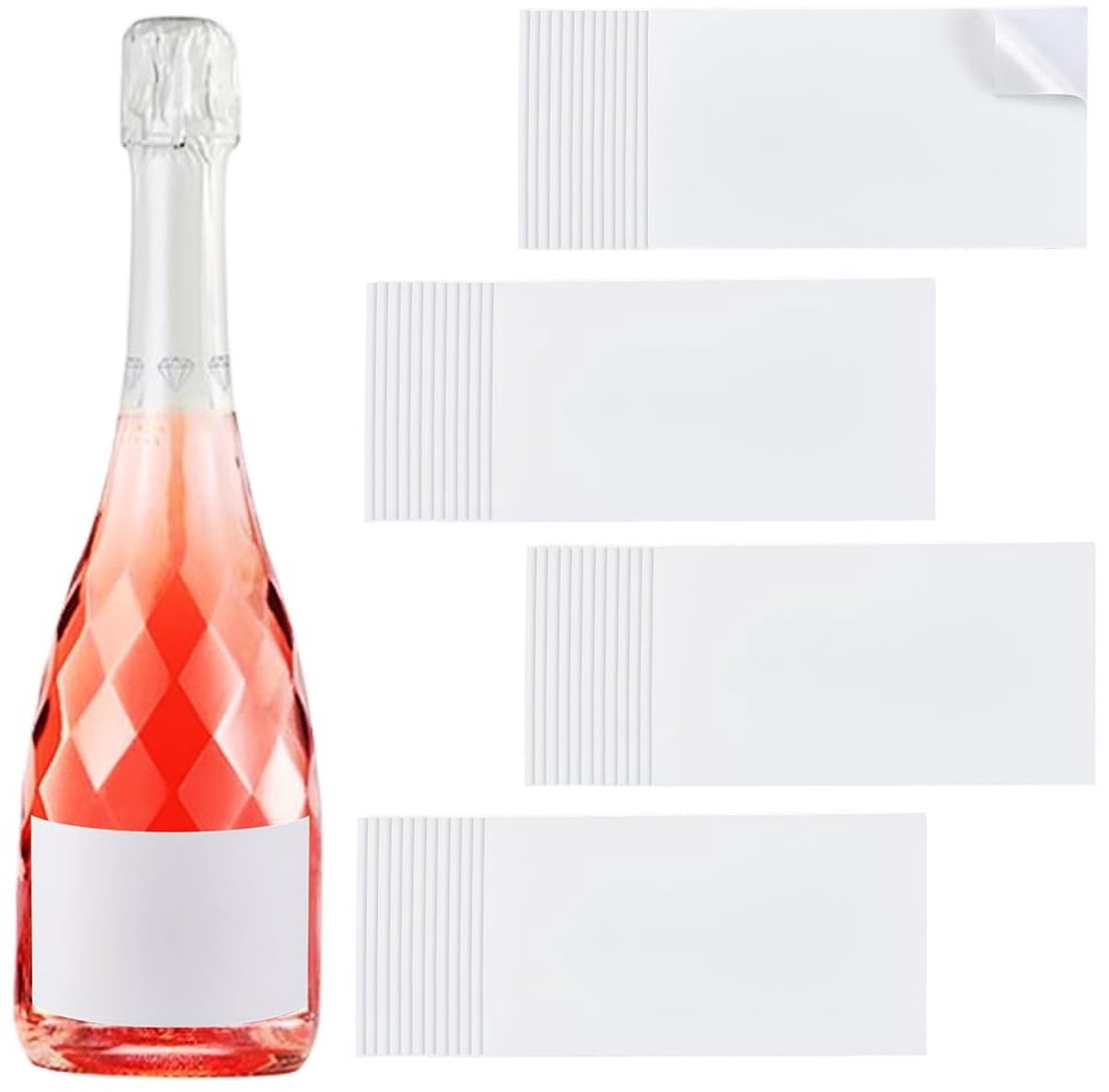 Dailygoods- Wijnetiketten 100 stuks - Lege Etiketten - Afdrukbare Stickers - Blanco Papier - Compatibel met Inkjetprinters - 5,1 x 8,9 cm