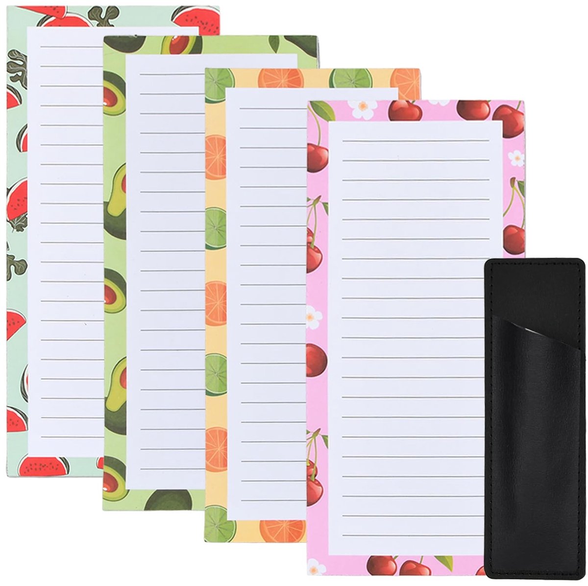 Dailygoods- Notitieblok 4 stuks - Magnetisch - To-do-lijsten - Boodschappenlijstje - Penhouder - Veelkleurig 18 x 8 cm