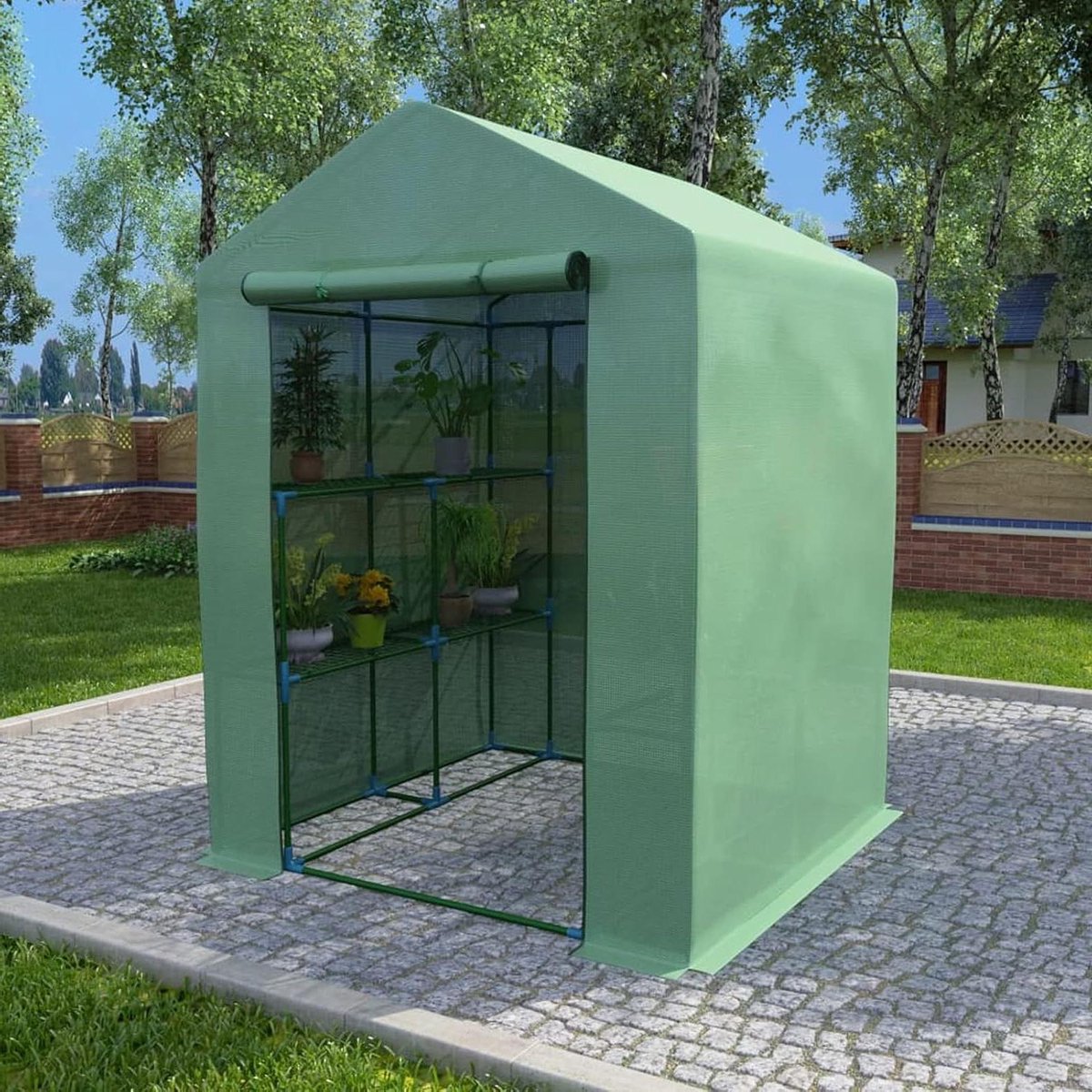 Kassen met planken - Plantenhuis - Planten beschermen - Zwaarder PE-gaas - 143x143x195cm - Groen