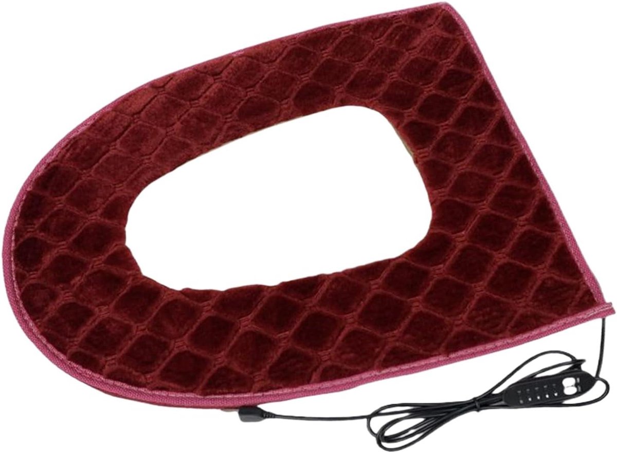 Verwarmde Toiletbril - Zachte Toiletzitting - Comfort in Kou - 5 Niveaus Verstelbaar - 43x37cm - Bordeauxrood