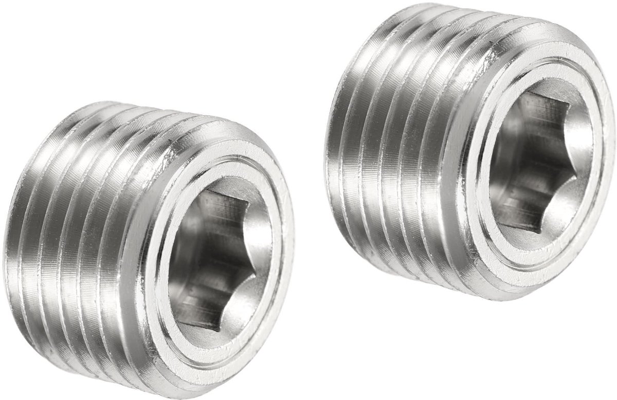 JHUBERS- Pijpplug Premium Messing - Buitendraad Fitting - Zeskantkop - Corrosiebestendig - Luchtdicht - 1/4" NPT, 15 mm lengte - Buisplug