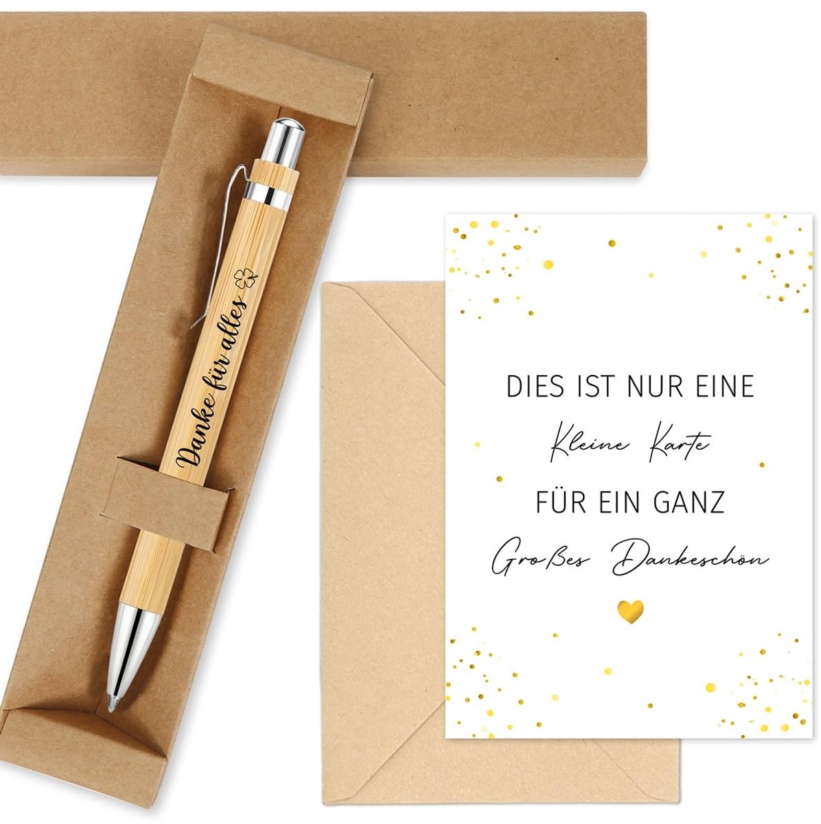 JHUBERS- Balpen met Gravure - Bedankje Cadeau - Houten Balpen - Geschenkdoos - Wenskaart - Uniek Design - Pen