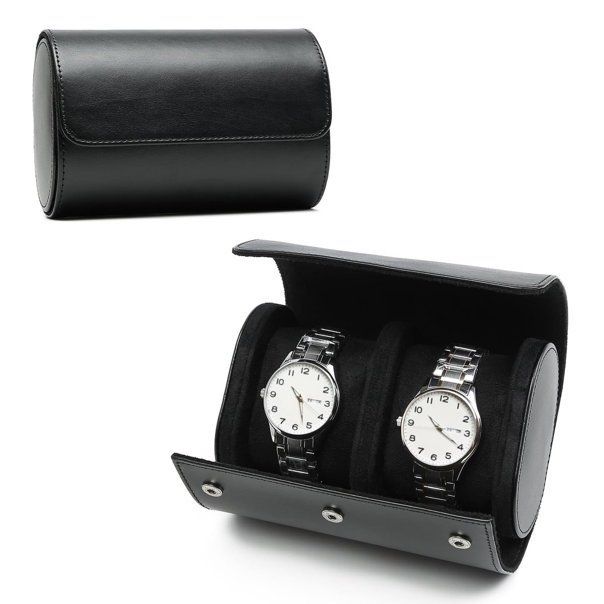 BRENZOOS- Horloge Box Luxe PU Leer - Horloge Doos - Organizer - Reistasje - Cadeau voor Mannen - 2 Horloges - Veilig en Elegant - Horloge Etui