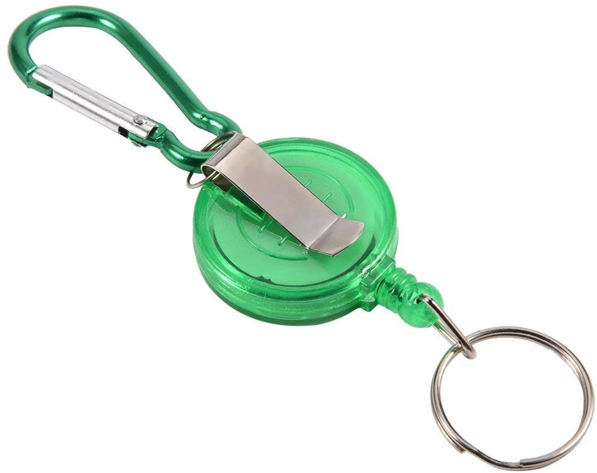 BRENZOOS- Sleutelhanger Intrekbaar 3 Stuks - Zware Duty - Metalen/Plastic - Nylon Koord - Connector - Lengte 75 cm - Reelhouder
