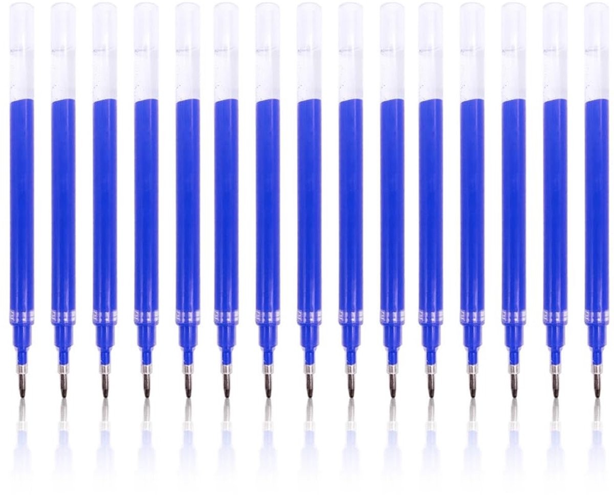 BRENZOOS- Navullingen 15 Stuks - Uitwisbare/Verwisselbare - Blauwe Wrijvingsvullingen - Soepel Schrijven - Snelle Thermische Tint - Nauwkeurig en Streepvrij - Schrijfpennen