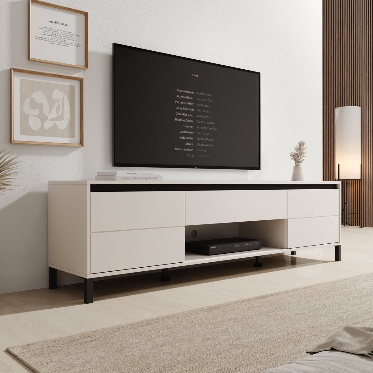 Meubella - Montellini - TV-Meubel - Beige - 183x40x52 cm