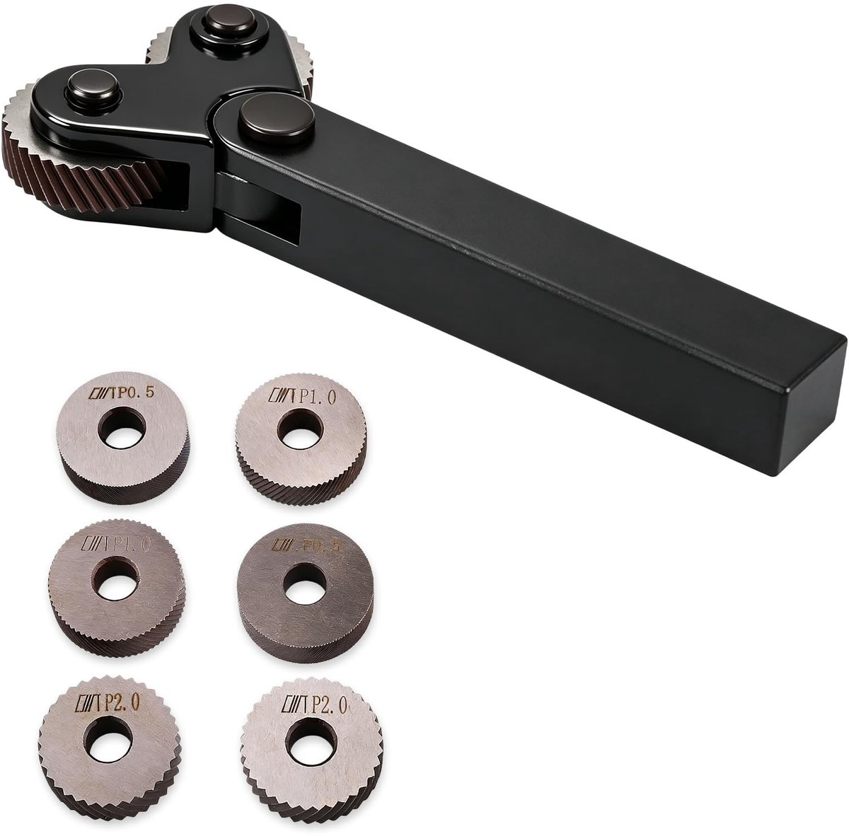 Dailygoods- Rändelrad set 7 stuks - Stalen kartelgereedschap - 26x8x8mm - Lineair kartelwiel - 0,5mm/1mm/2mm - Voor draaibank en metaalbewerking