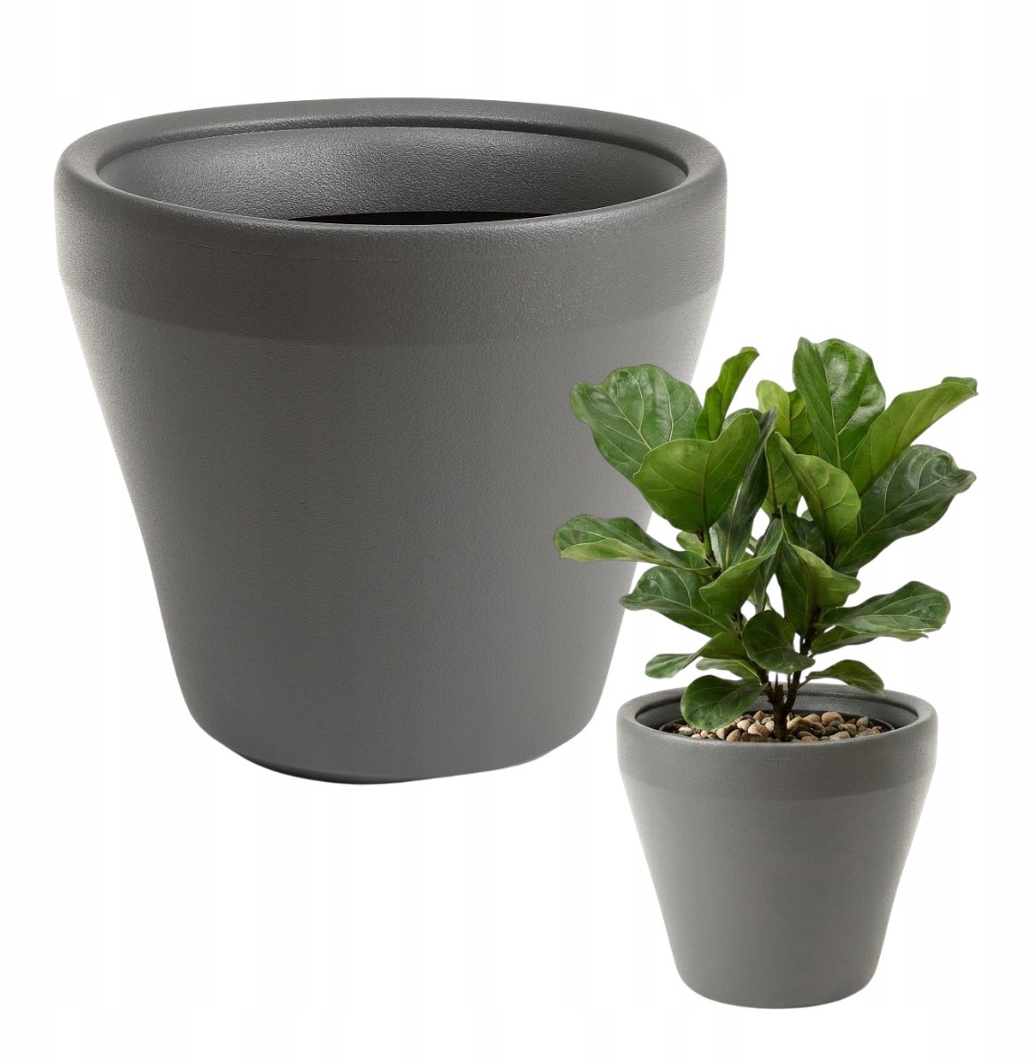 Plastieken Bloempot Antraciet 40x37 cm - Rond, Weerbestendig