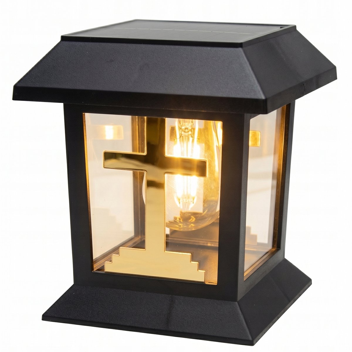 Moderne Zonne-LED Graf Lantaarn met Gouden Kruis