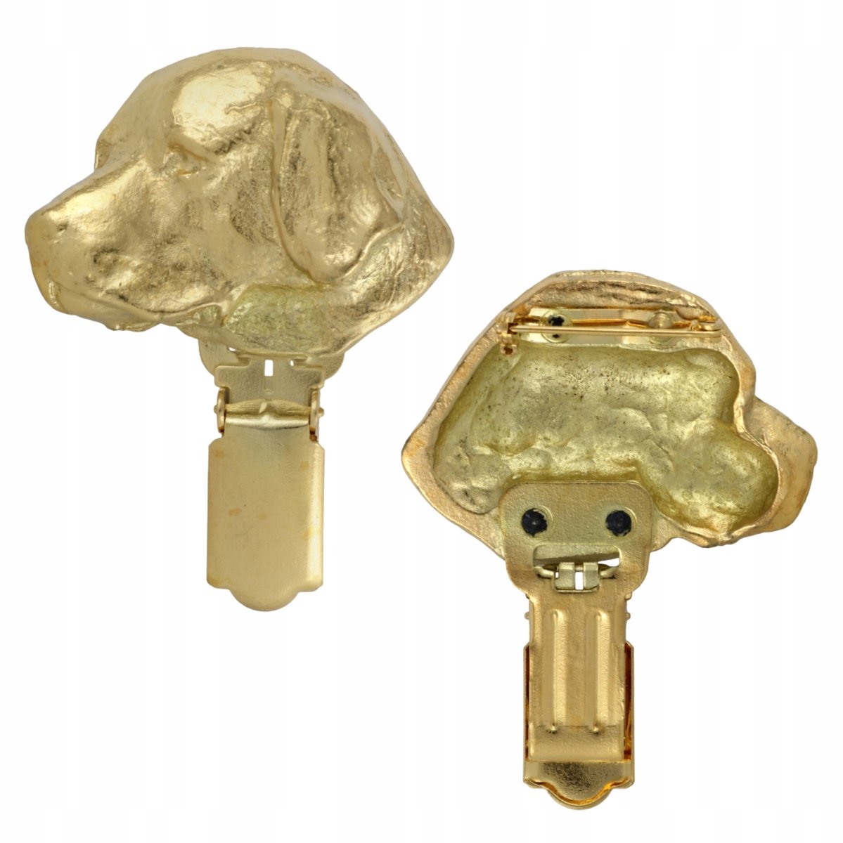 Gouden Labrador Retriever broche met startnummerclip