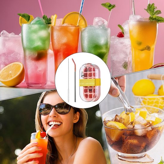 Ijsmachine Fles - Herbruikbare Ijsmaker - Dranken Koelen - 2-in-1 Ontwerp - 231 cm Lengte - Roze — afbeelding 5
