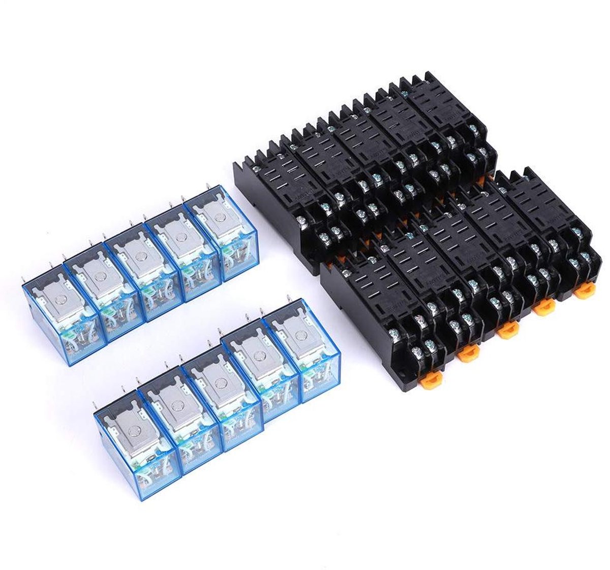 Set van 10 Universele Elektromagnetische Relais met Basis, 8-pins 24V DC