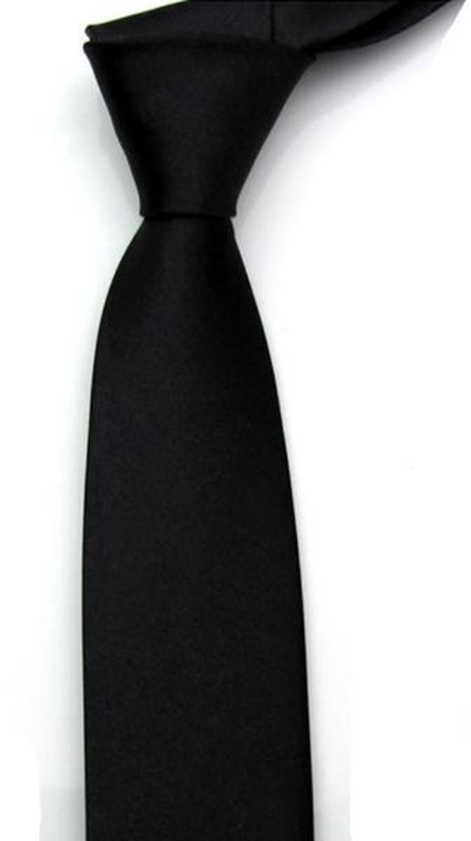 Okado Skinny Stropdas Zwart Effen – 150 x 5 cm – 100% Polyester – Smalle Herenstropdas voor Zakelijk, Formeel & Feest
